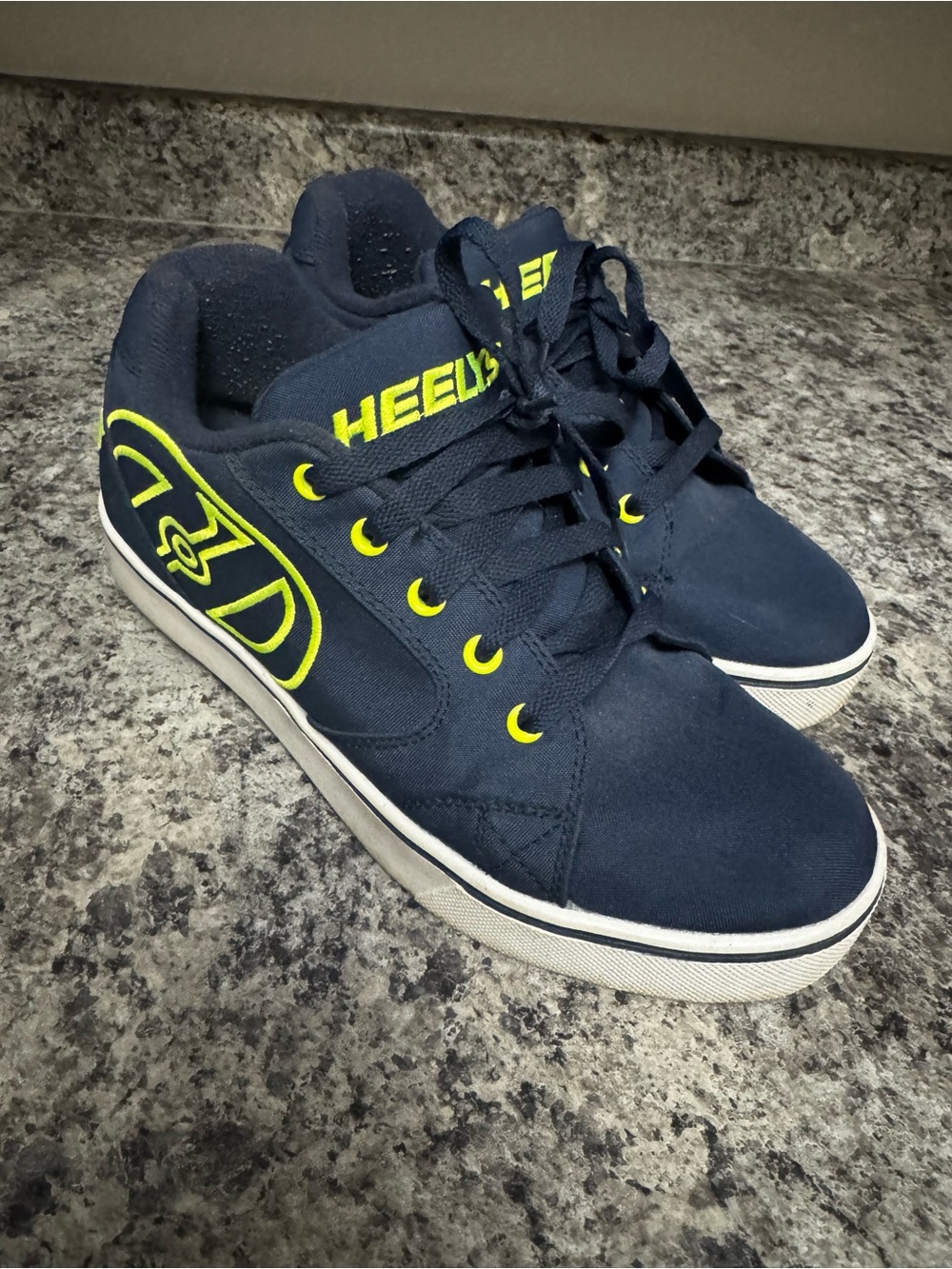 Heelys Kids Navy Sneakers with Neon Yellow Accents